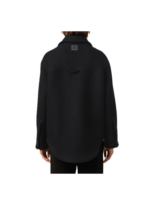 Giacca abbottonata in gabardine di lana cotta. Ami Paris | UJK936.WV0078001 BLACK